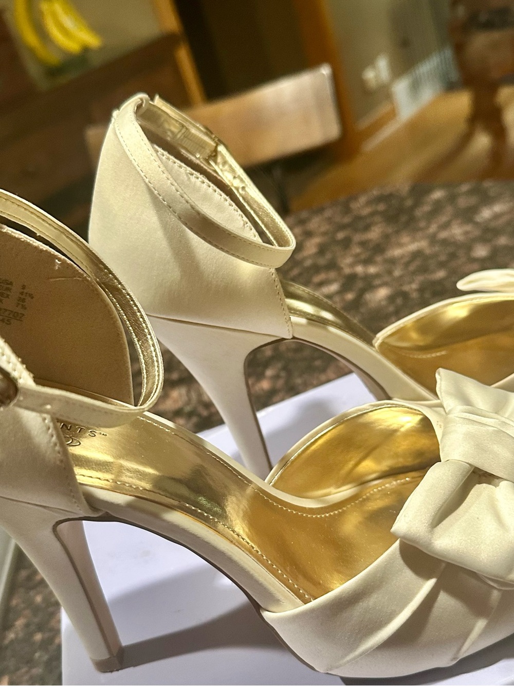 Elegant Ivory Satin High Heel Sandals with Ankle Strap